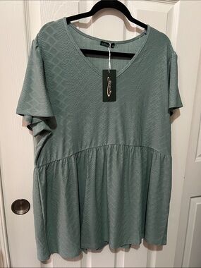 Flowy V-Neck Babydoll Dress in Sage Green